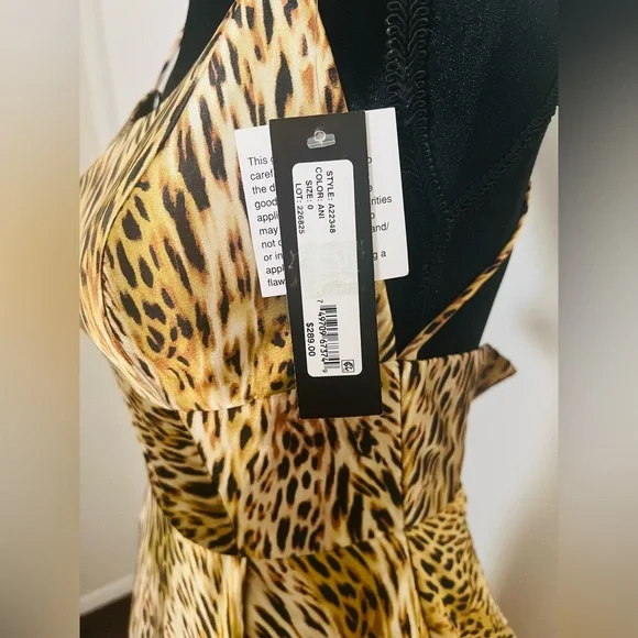 Betsy & Adam Satin Leopard Animal Print Long Gown Size 0 new with tag. - Picture 9 of 14